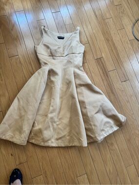 Rochas Cream Sleeveless Flared Mini Dress